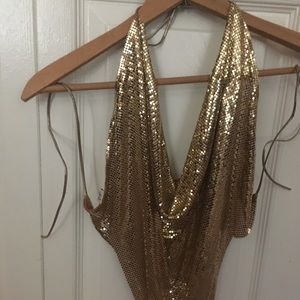 Vintage whiting and Davis gold mesh halter.